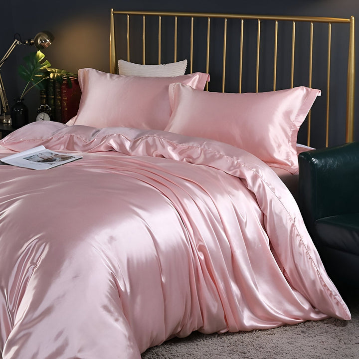 Premium Silk Bed Linen Set - Soft, Hypoallergenic & Breathable - Reversible and Ultra-Comfortable for a Luxurious Sleep