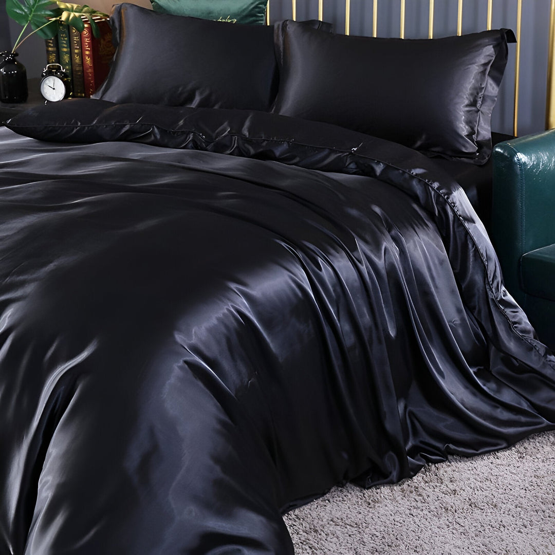 Premium Silk Bed Linen Set - Soft, Hypoallergenic & Breathable - Reversible and Ultra-Comfortable for a Luxurious Sleep
