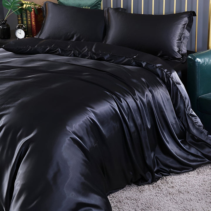 Premium Silk Bed Linen Set - Soft, Hypoallergenic & Breathable - Reversible and Ultra-Comfortable for a Luxurious Sleep