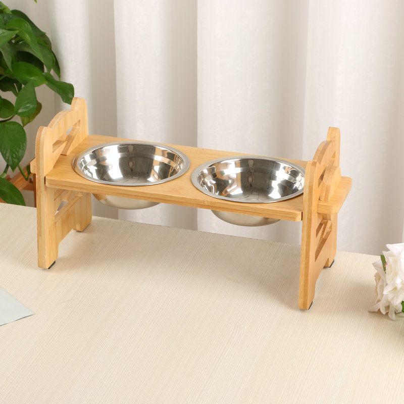 PawElegance | Double Feeding Solution with Bamboo and Stainless Steel for Pets