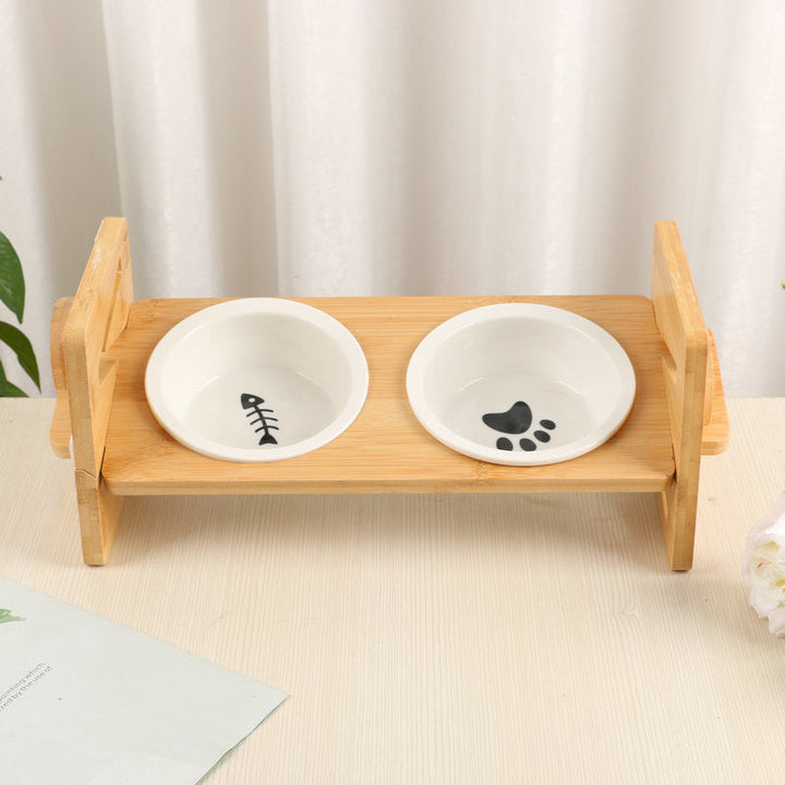 PawElegance | Double Feeding Solution with Bamboo and Stainless Steel for Pets