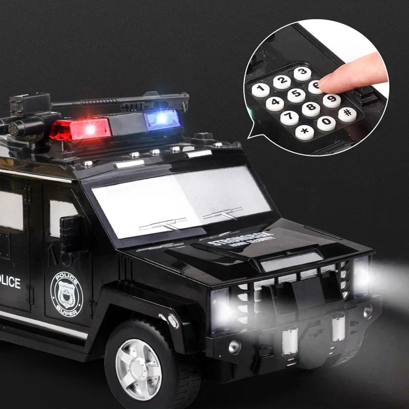 CoinPatrol - Educational Piggy Bank with Light & Sound - Smart Piggy Bank in Police Car Design