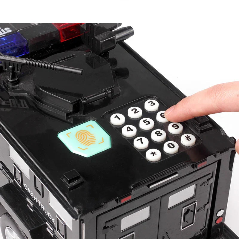 CoinPatrol - Educational Piggy Bank with Light & Sound - Smart Piggy Bank in Police Car Design