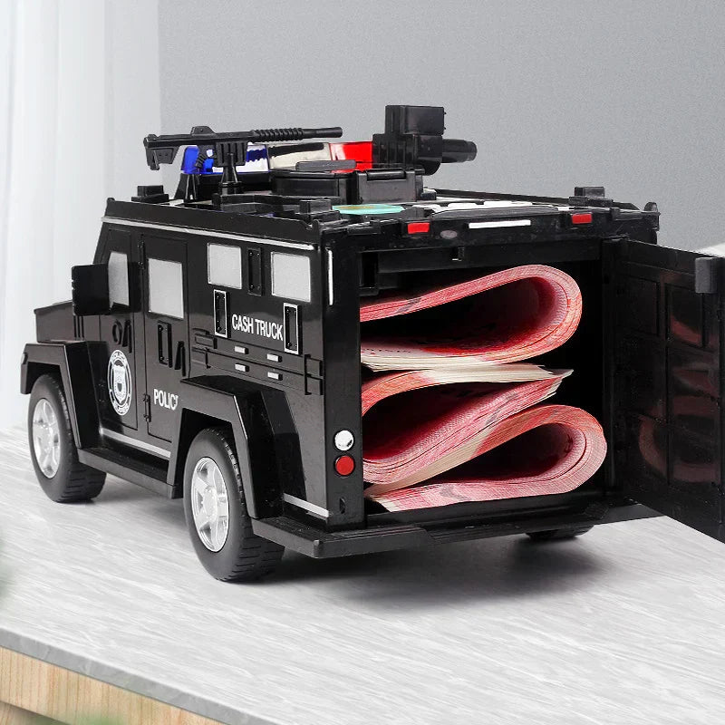 CoinPatrol - Educational Piggy Bank with Light & Sound - Smart Piggy Bank in Police Car Design