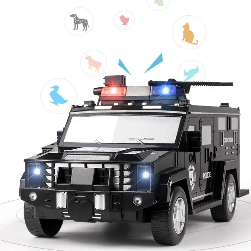 CoinPatrol - Educational Piggy Bank with Light & Sound - Smart Piggy Bank in Police Car Design