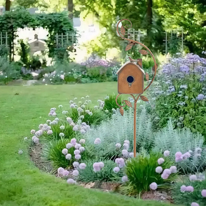 FeatherHaven | Luxe Birdhouse with Pole for Elegant Garden Decoration