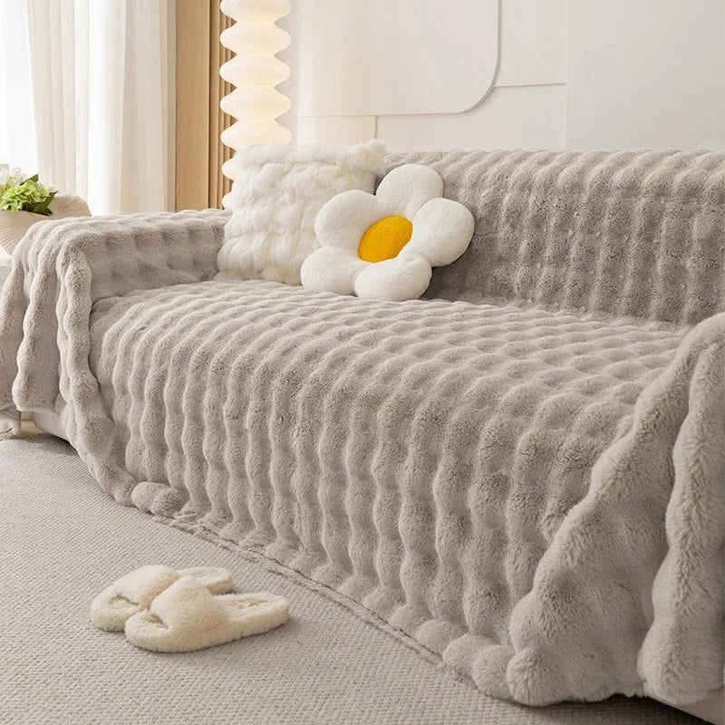 WarmthDecor | Artificial Rabbit Velvet Sofa Cover