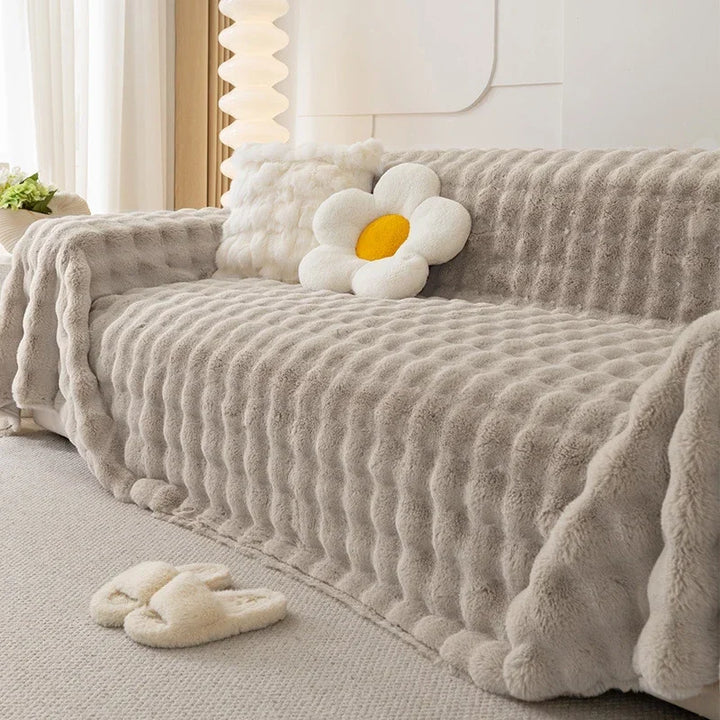 WarmthDecor | Artificial Rabbit Velvet Sofa Cover