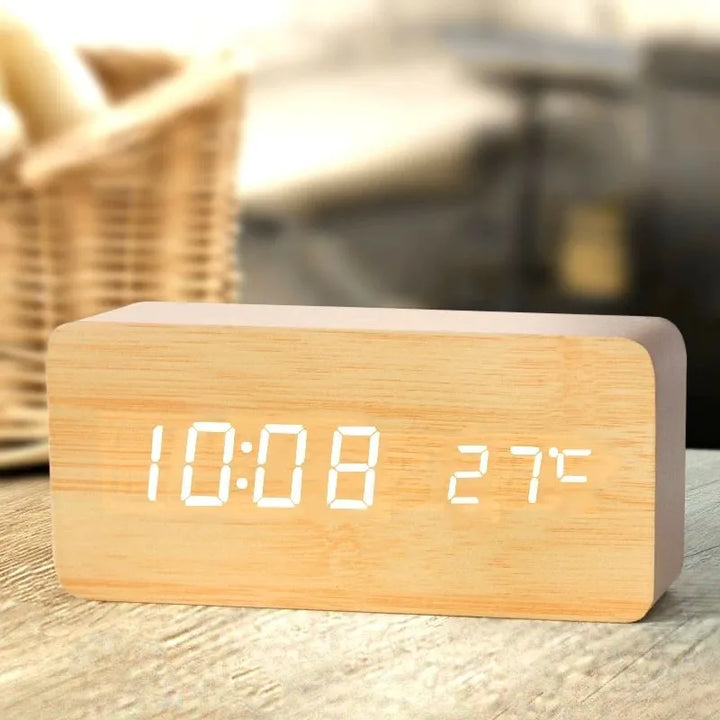 WoodLume | Wooden Alarm Clock with LED Digital Display