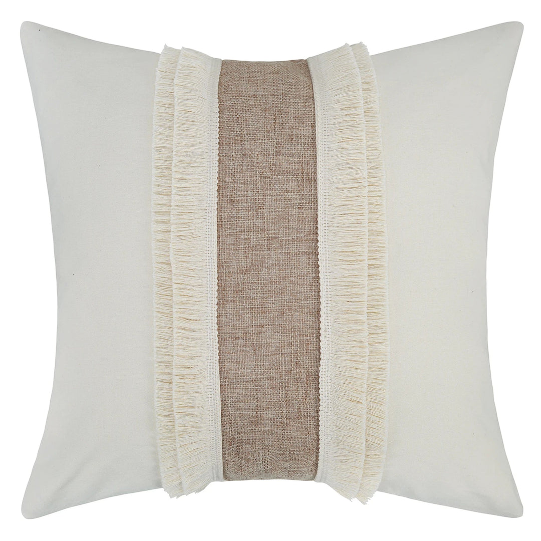 BohoBlend | Elegant Beige Cushion with Geometric Design