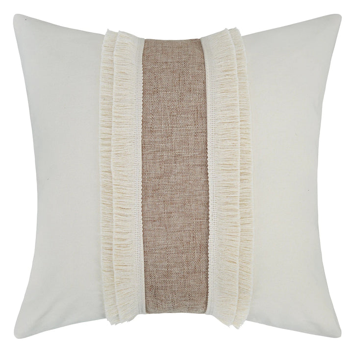 BohoBlend | Elegant Beige Cushion with Geometric Design