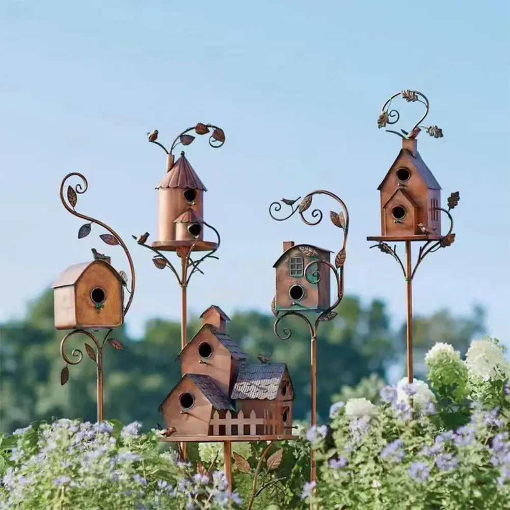 FeatherHaven | Luxe Birdhouse with Pole for Elegant Garden Decoration