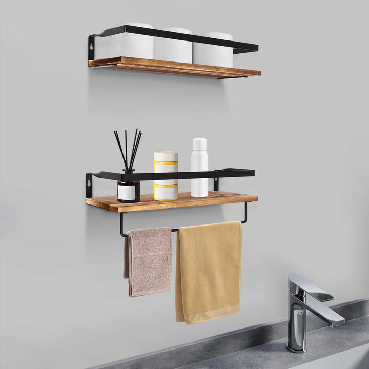 WoodenTwo | Wall Shelf with Towel Holder
