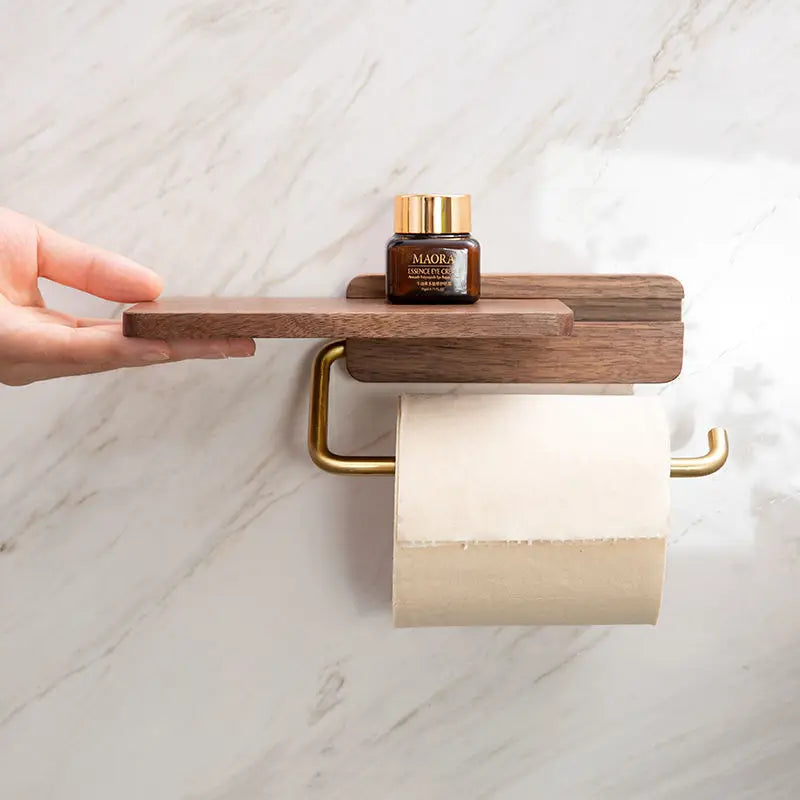DecoRoll | Stylish Roll Holder with Wooden Shelf