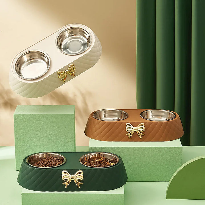 ChicPet | Elegant Stainless Steel Food and Water Bowl Set