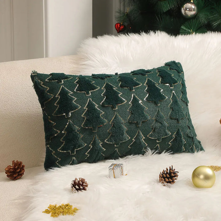 Christmas Kiss - Embroidered Cushion Cover for Living Room