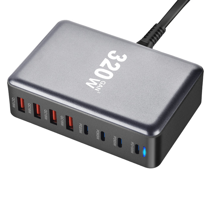 CLEVLO | 320W GaN³ Fast Charging Station (8-Port)