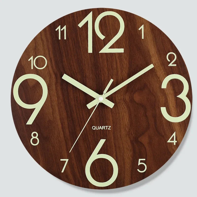 DreamTime | Elegant Wooden Wall Clock with Night Light