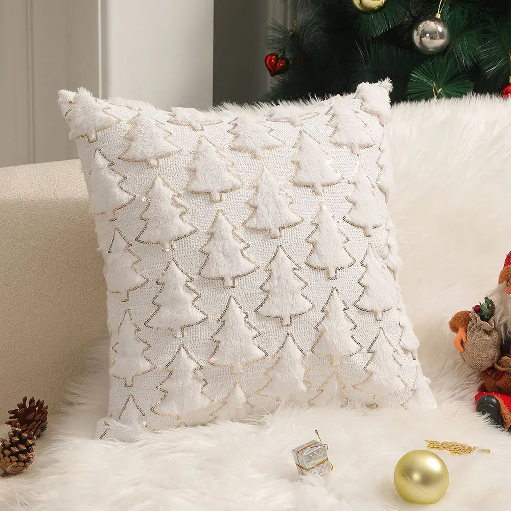 Christmas Kiss - Embroidered Cushion Cover for Living Room