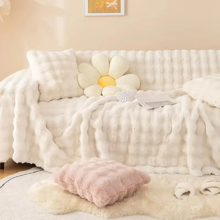 WarmthDecor | Artificial Rabbit Velvet Sofa Cover