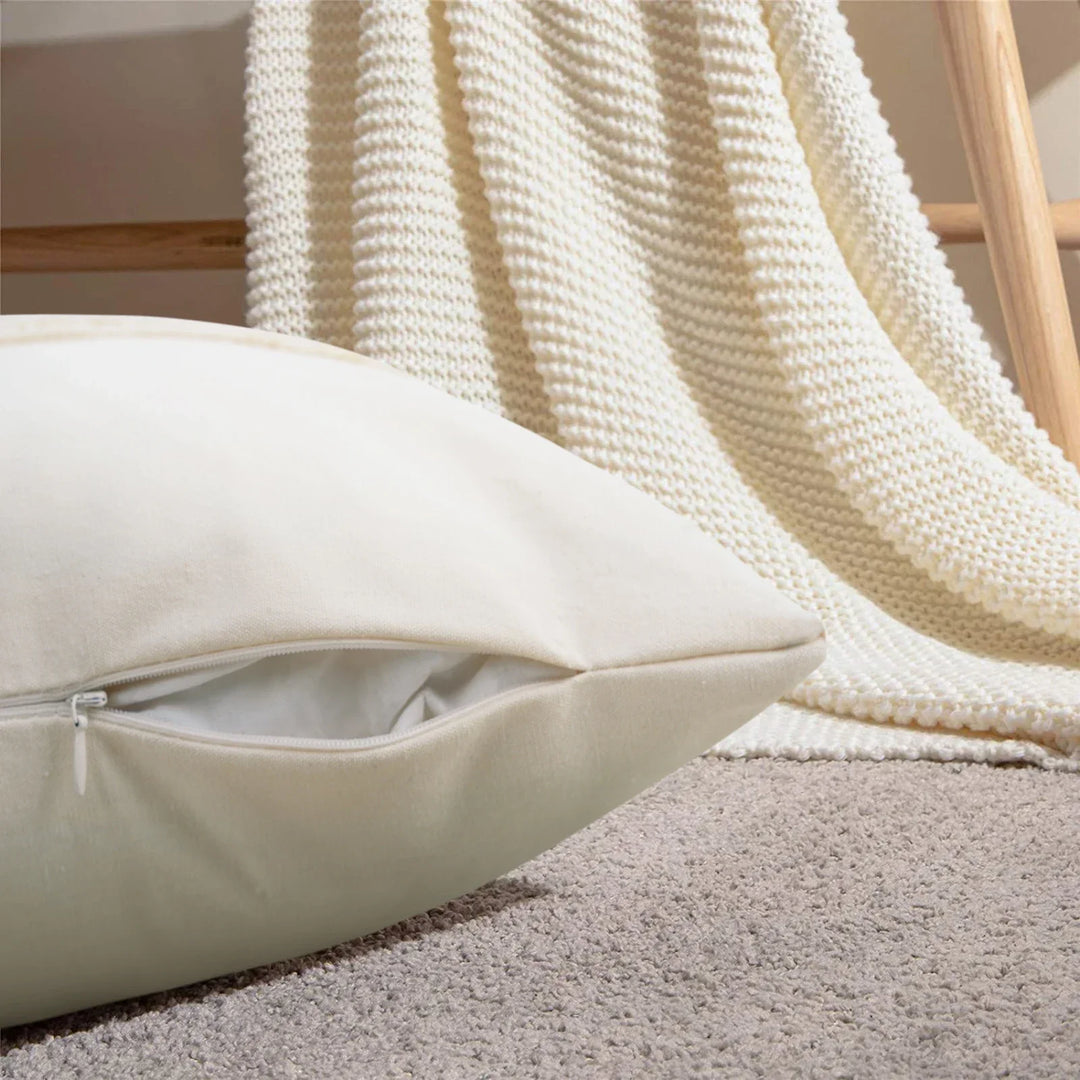 BohoBlend | Elegant Beige Cushion with Geometric Design