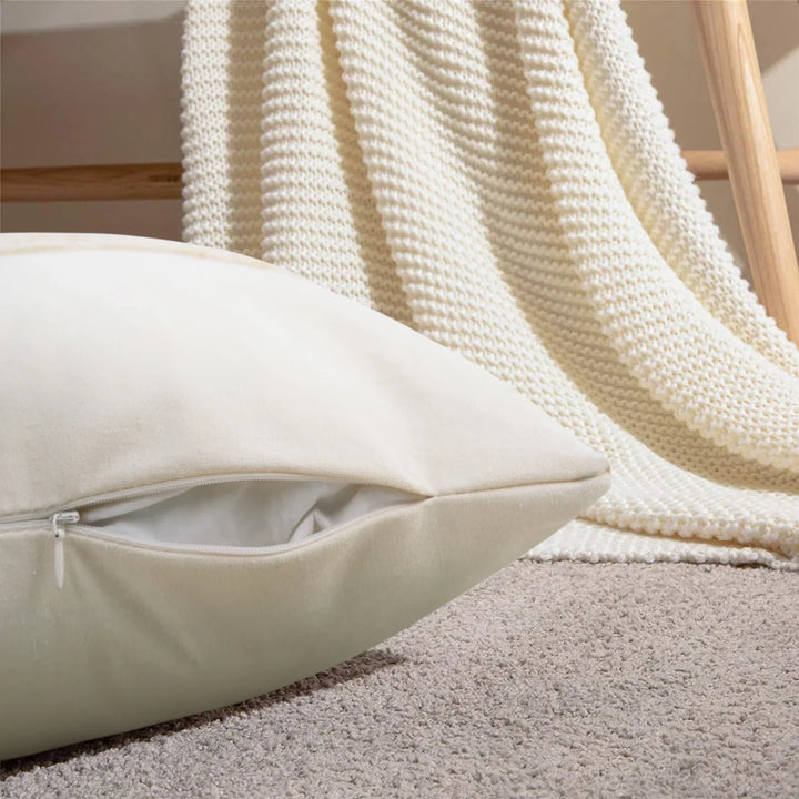 BohoBlend | Elegant Beige Cushion with Geometric Design