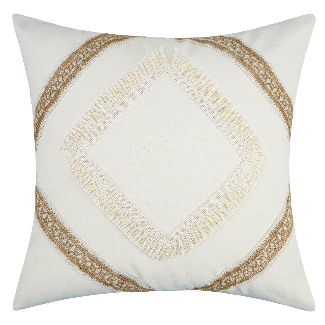 BohoBlend | Elegant Beige Cushion with Geometric Design