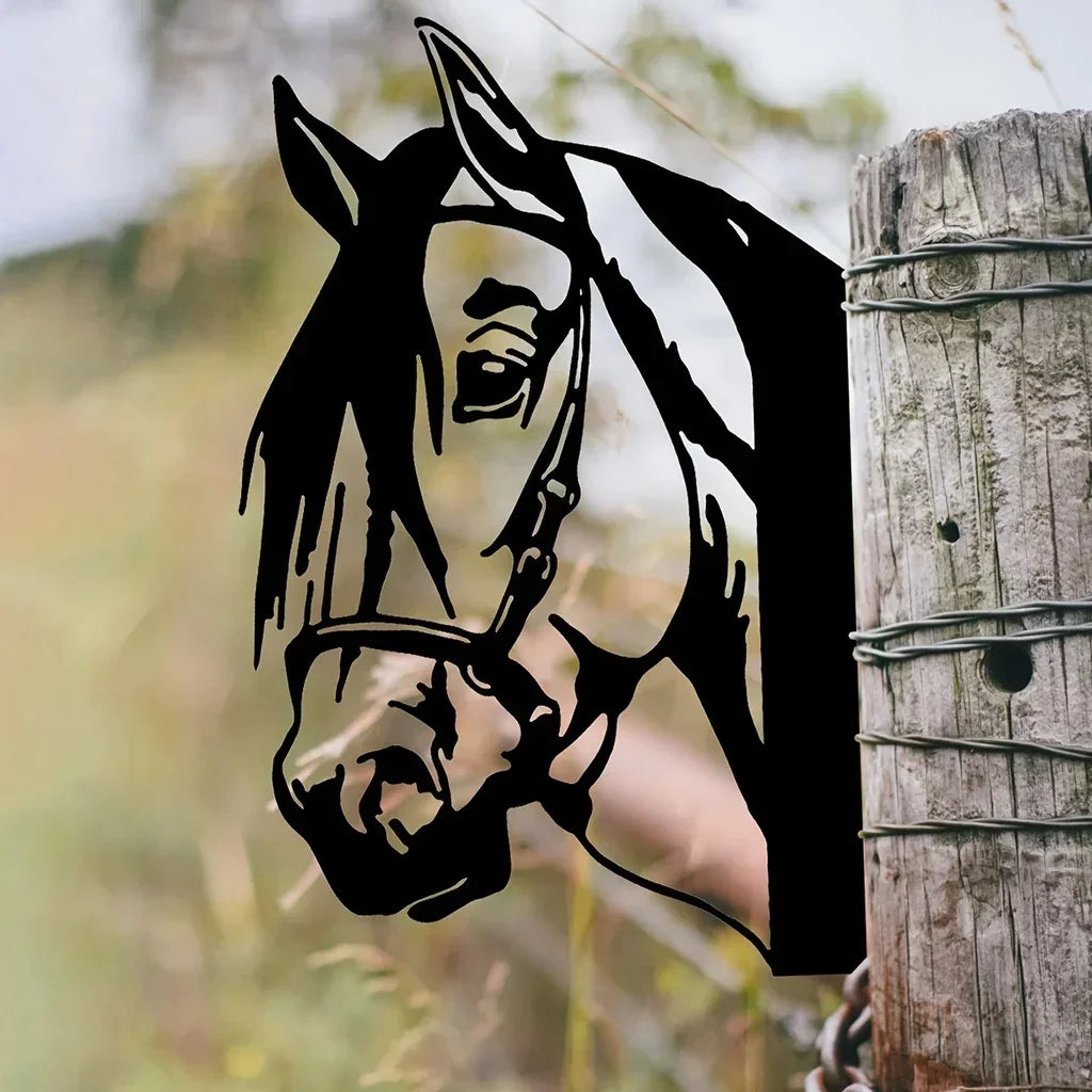 EquiElegance | Luxe Iron Horse Silhouette for Garden and Fence Decoration