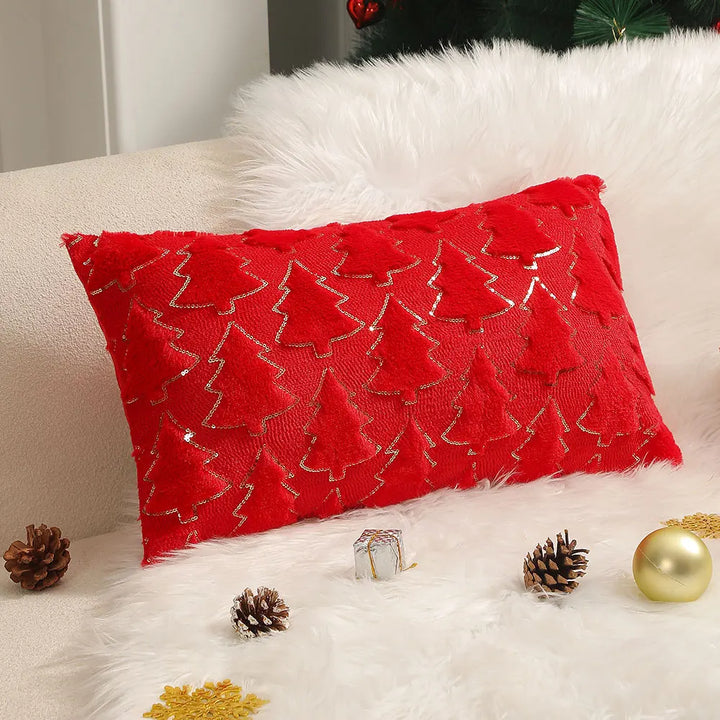 Christmas Kiss - Embroidered Cushion Cover for Living Room