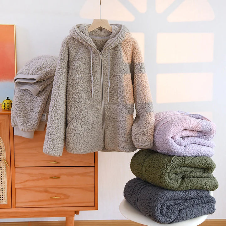 CozyNight | Warm Coral Fleece Pajama Set for Women