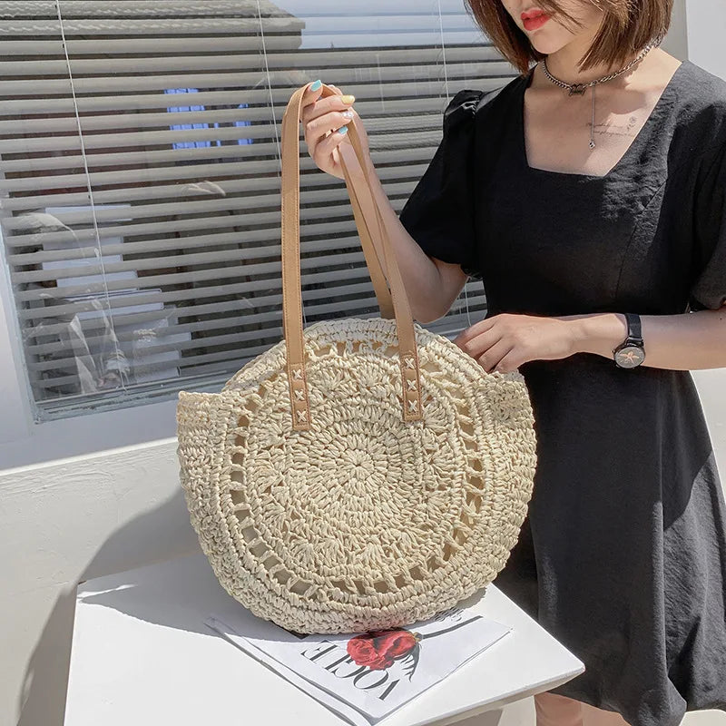 TropicalCharm – Summer Straw Bag with Large Capacity for Women