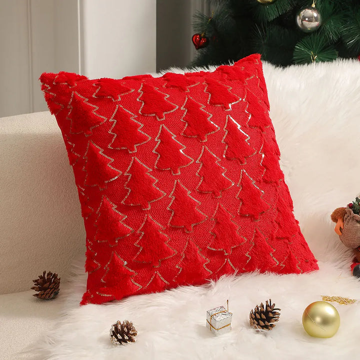 Christmas Kiss - Embroidered Cushion Cover for Living Room