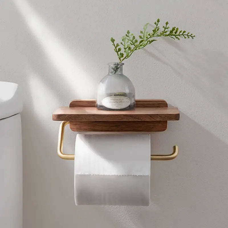 DecoRoll | Stylish Roll Holder with Wooden Shelf
