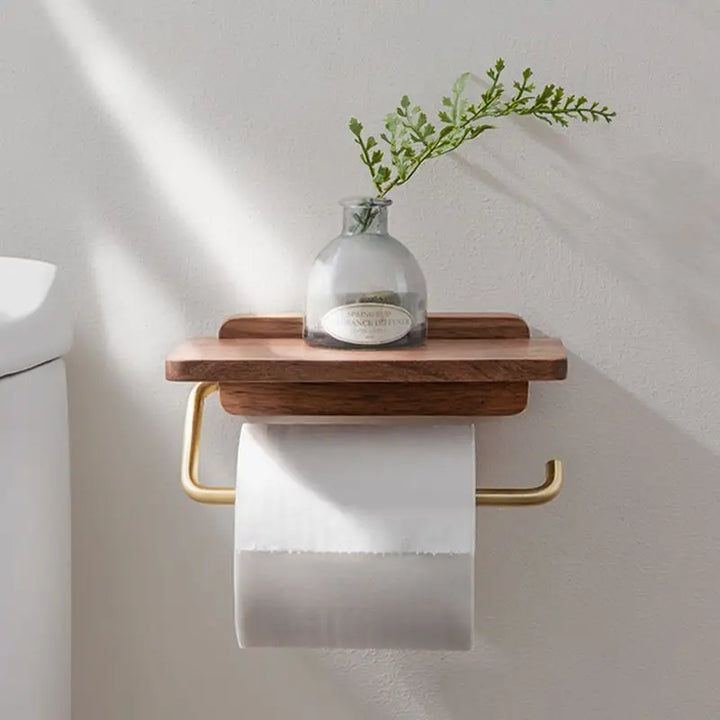 DecoRoll | Stylish Roll Holder with Wooden Shelf