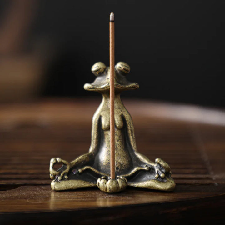 ZenFrog - Calming Frog Statue with Incense Function - Antique Copper Meditation Decoration