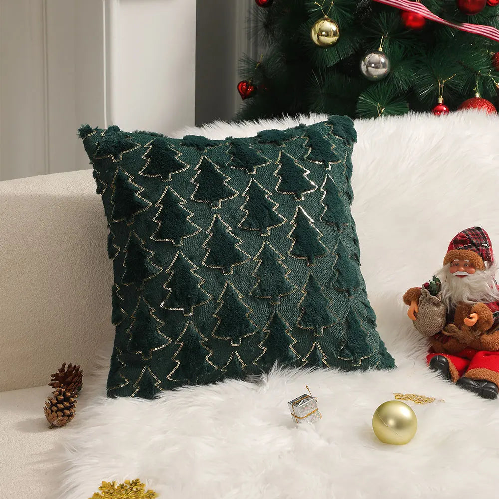 Christmas Kiss - Embroidered Cushion Cover for Living Room