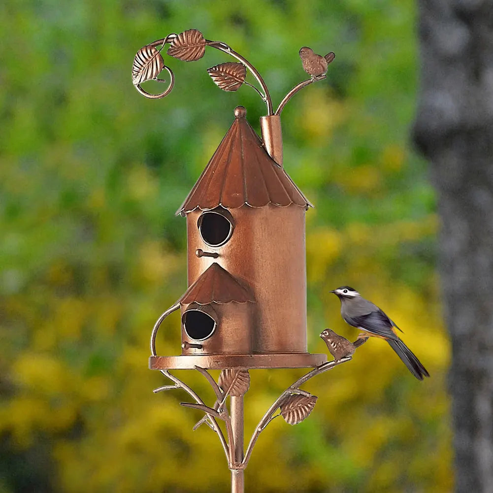 FeatherHaven | Luxe Birdhouse with Pole for Elegant Garden Decoration