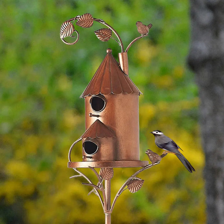 FeatherHaven | Luxe Birdhouse with Pole for Elegant Garden Decoration