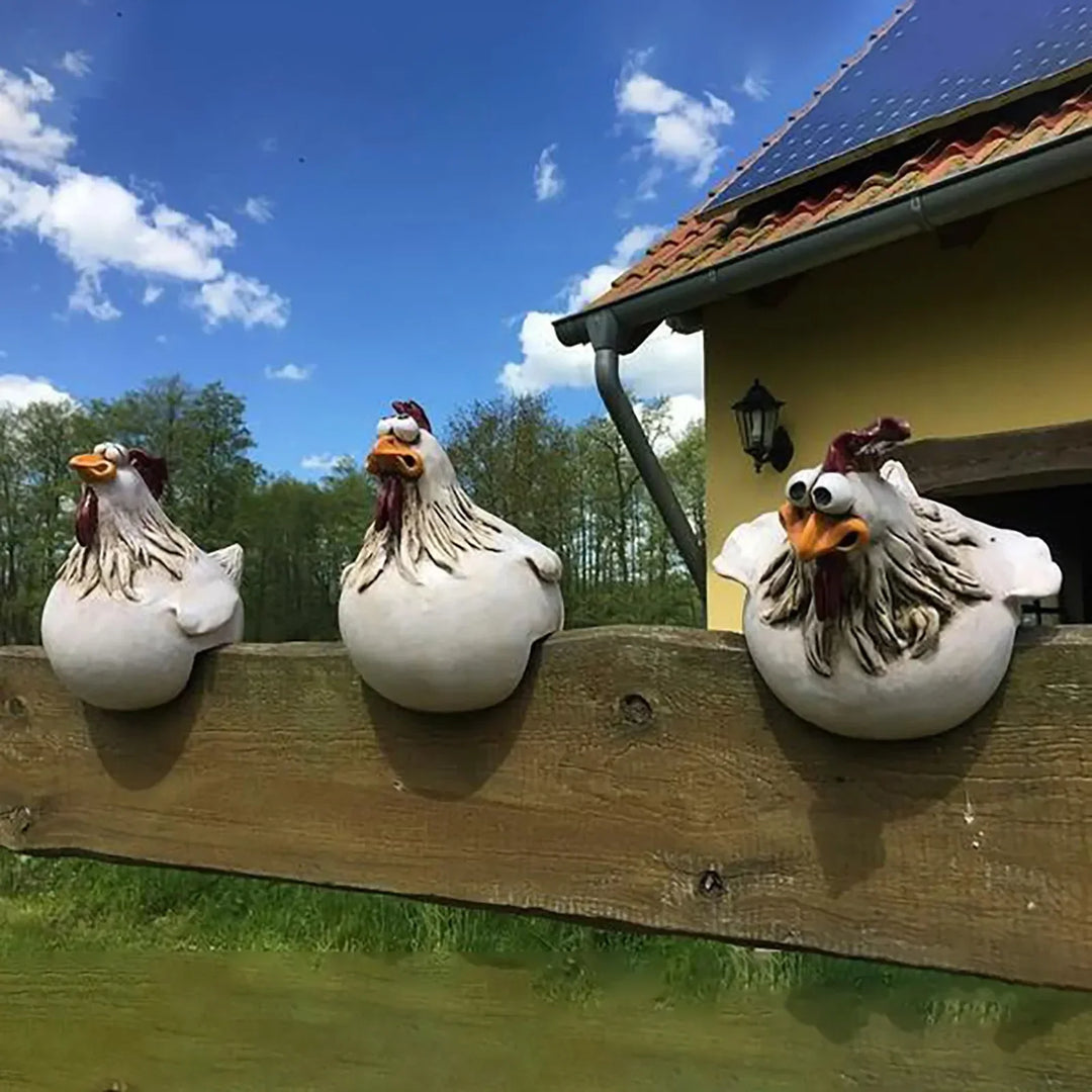 ChickenArt | Funny Fence Decoration Statues for Home and Garden