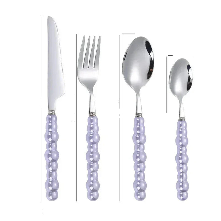 ElegantPearl | Luxe Cutlery Set with Silver Stainless Steel and Pearls