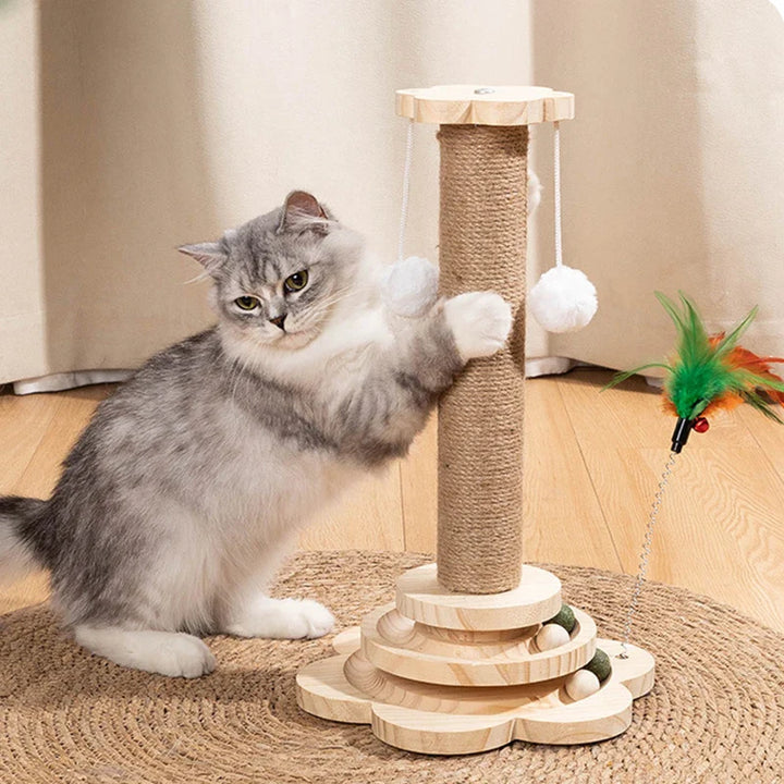 PurrTurn | Elegant Wooden Toy with Scratching Post