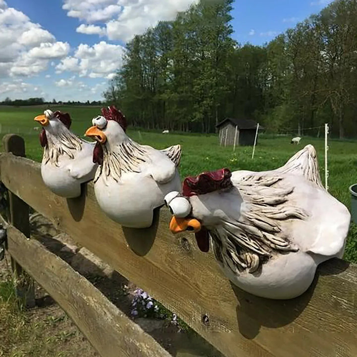 ChickenArt | Funny Fence Decoration Statues for Home and Garden