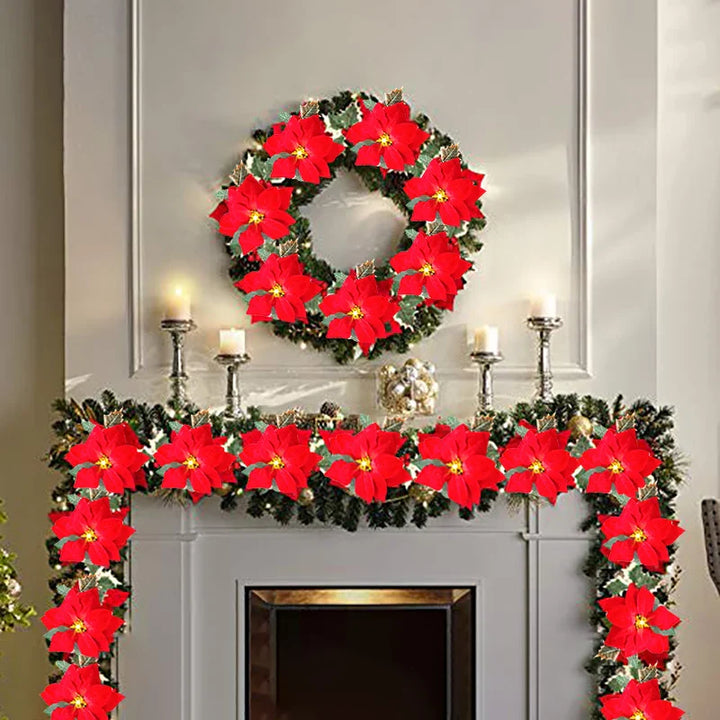 PoinsettiaGlow | Poinsettia Flower Garland Lights