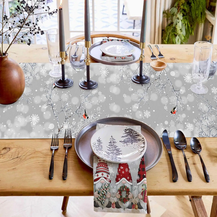 WinterGnome | Luxury Christmas Table Runner with Snowflake Design