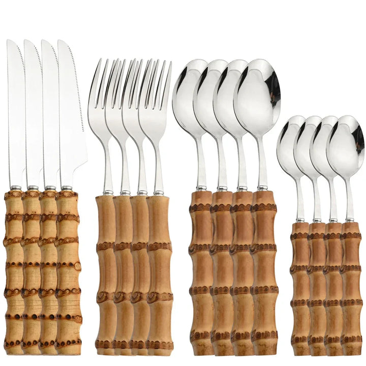 EcoServe | Bamboo Handle Cutlery Set of 16 Pieces