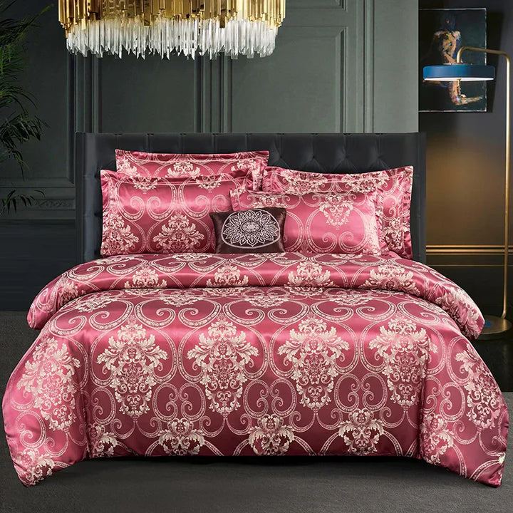 Luxe Jacquard Bedding Set - Refined Jacquard for Luxurious Comfort - Stylish Rayon Satin with Timeless Elegance