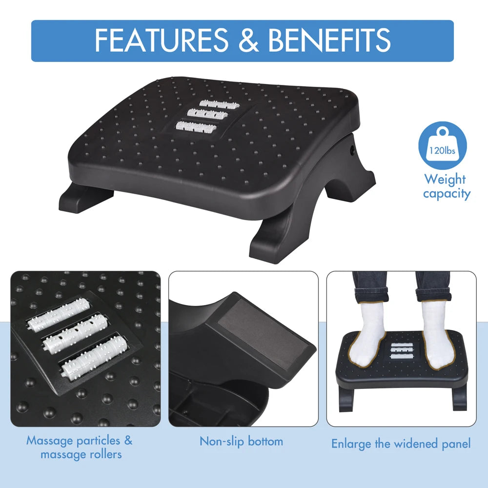 CLEVLO | Ergonomic Footrest with Massage Rollers