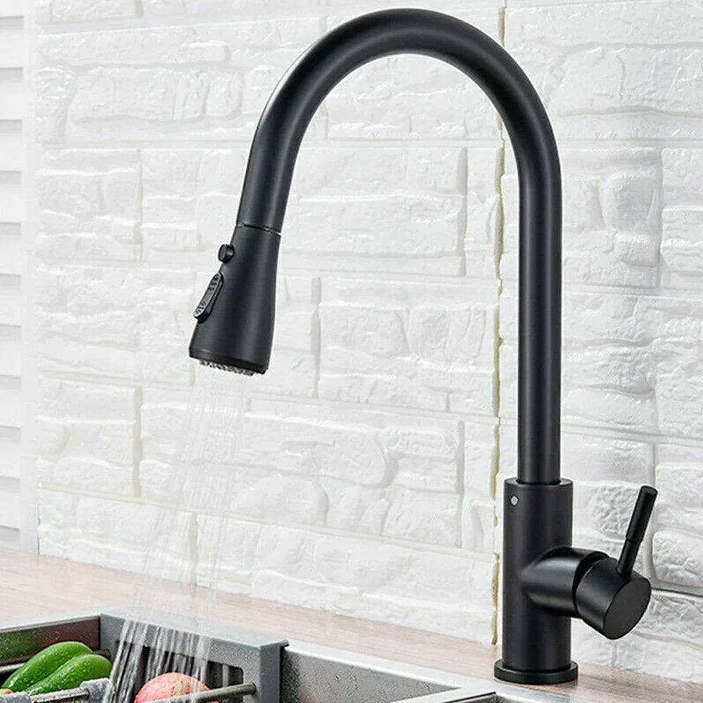 BlackStreamFlow | Sleek Pull-Out Kitchen Faucet