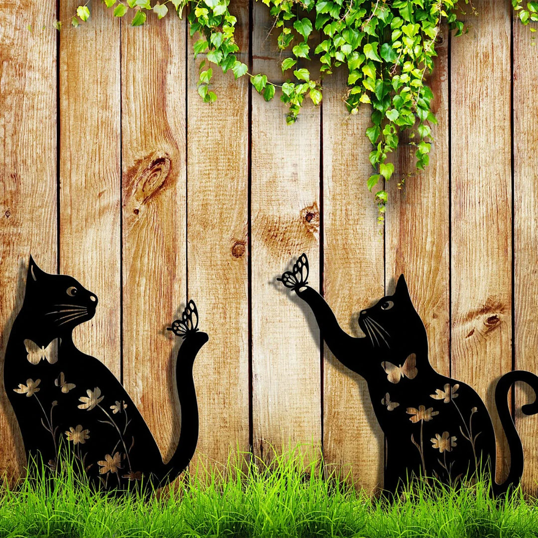 WhiskerWonders | Black Cat Silhouette Garden Stakes for Outdoor Charm