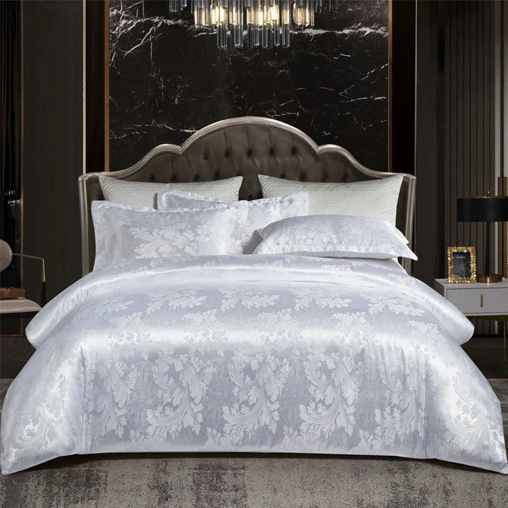 Luxe Jacquard Bedding Set - Refined Jacquard for Luxurious Comfort - Stylish Rayon Satin with Timeless Elegance